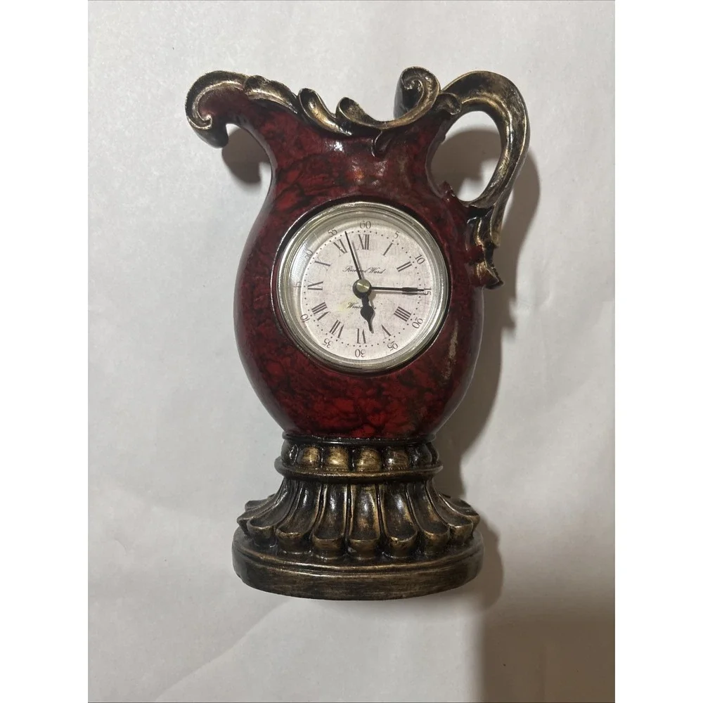 Vintage Richard Ward Winchester Mantel Clock Victorian Pitcher Red EUC